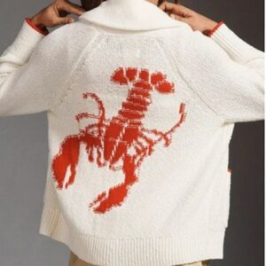 1 left ♥️lobster bright cherry and White Sweater Cardigan
